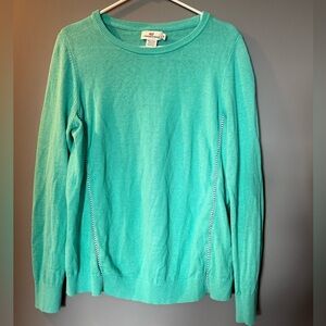 Vineyard Vines Womens Sz M Aqua Linen Cotton Blend Crew Neck Pullover Sweater